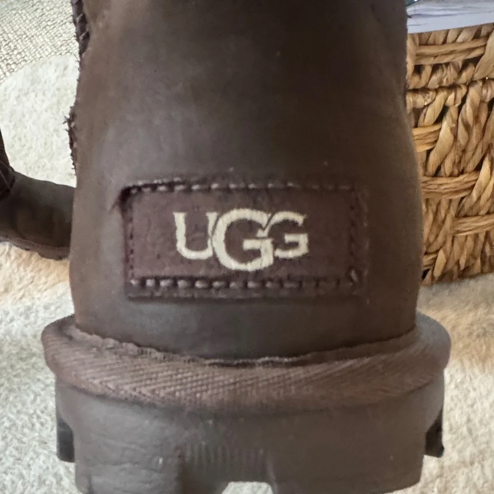 UGG Chocolate Leather Boots - Picture 2 of 5